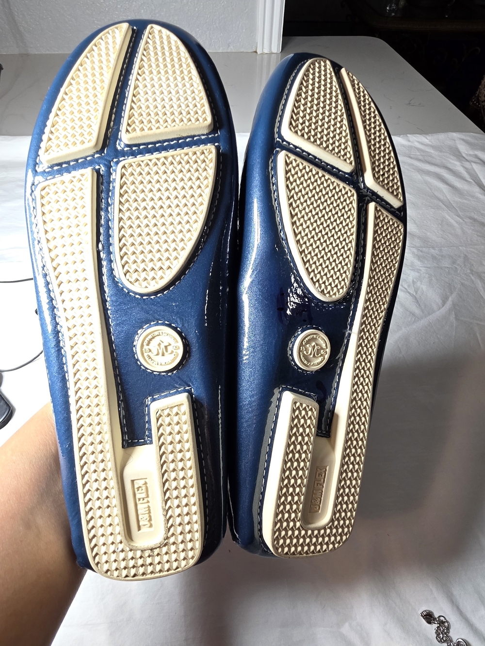 Johnston & Murphy Women's Metallic Navy Patent Leather Loafers - Picture 9 of 9